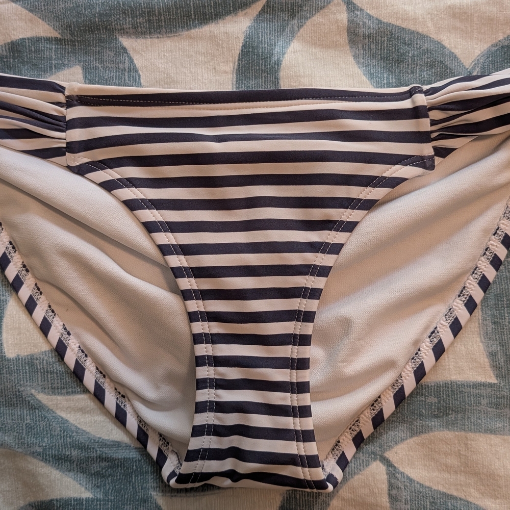 Xhilaration Navy and White Striped Bikini Bottom